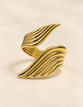 Orneza Gold-Tone Ribbed Double Wing Ring — front view