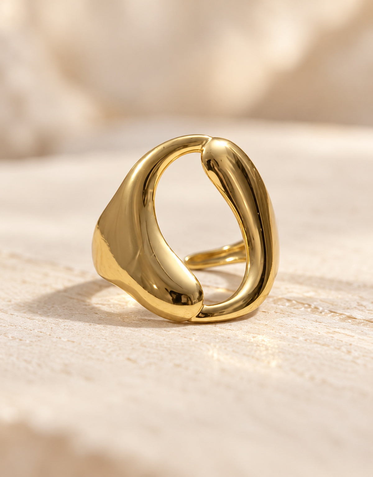 Orneza Gold-Tone Sculptural Open Loop Ring — detail view