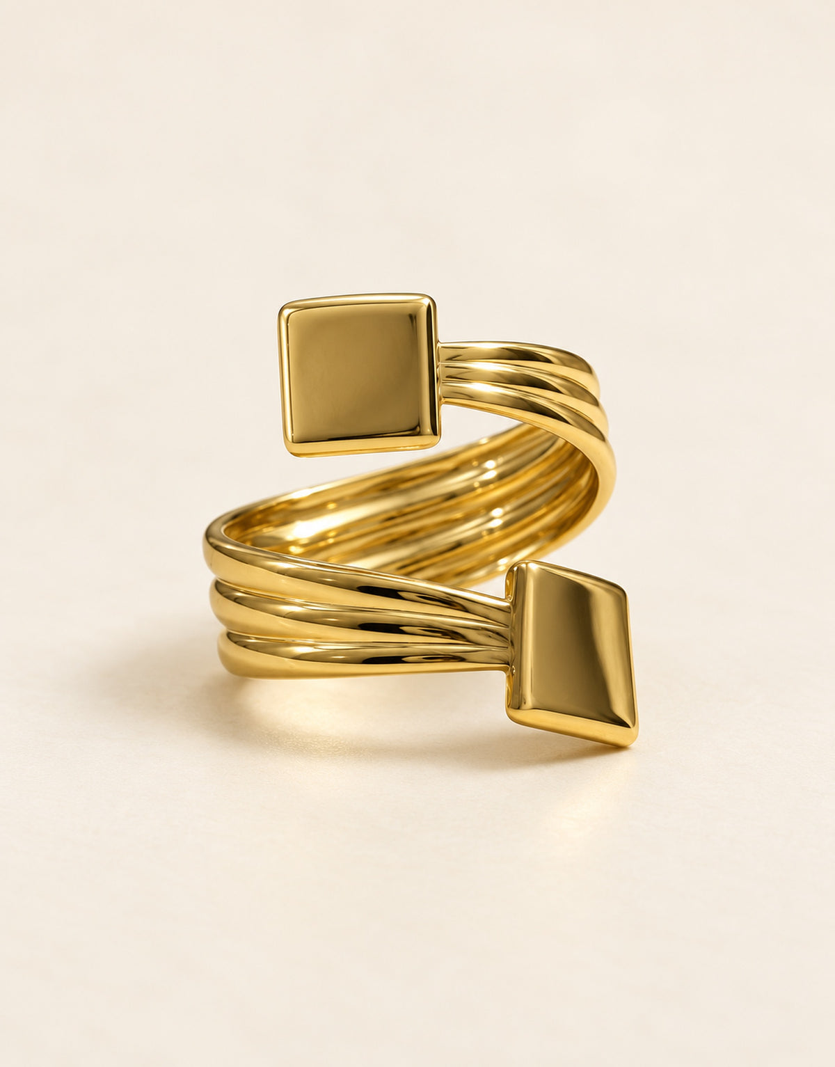 Orneza Gold-Tone Square End Coil Ring — front view