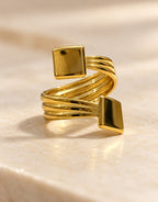 Orneza Gold-Tone Square End Coil Ring — detail view