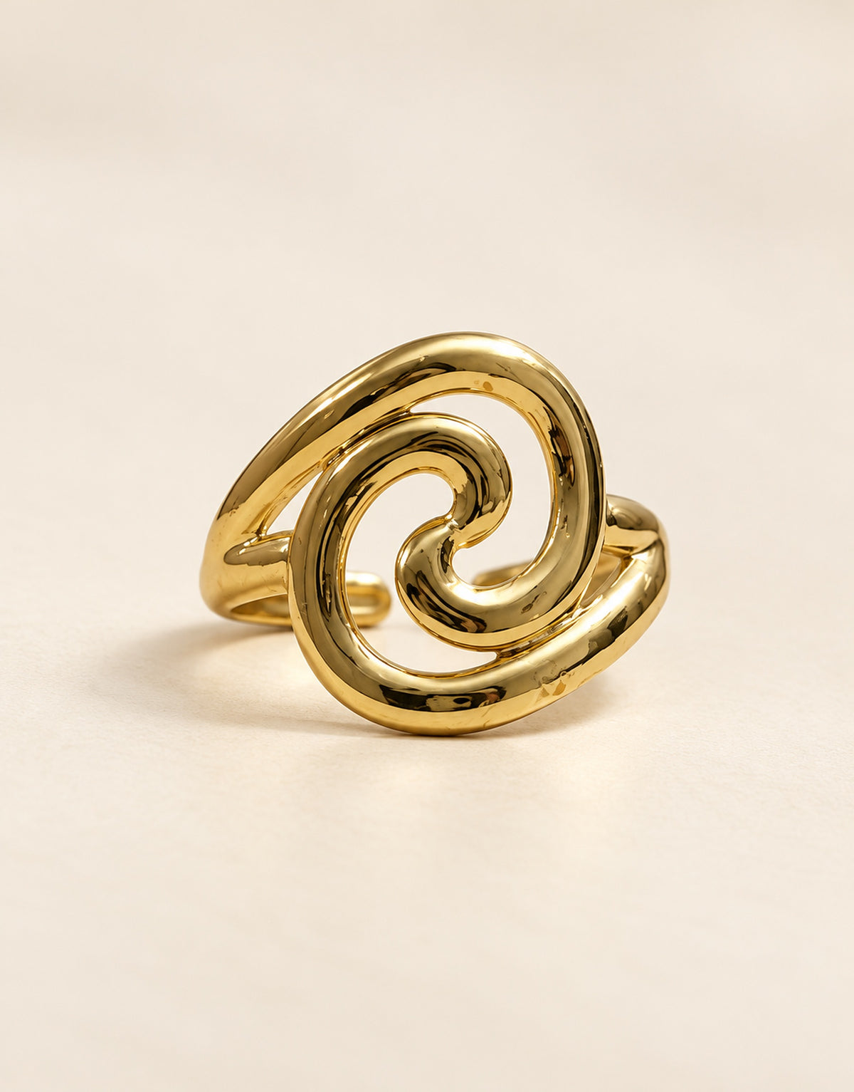 Orneza Gold-Tone Swirl Front Ring — front view