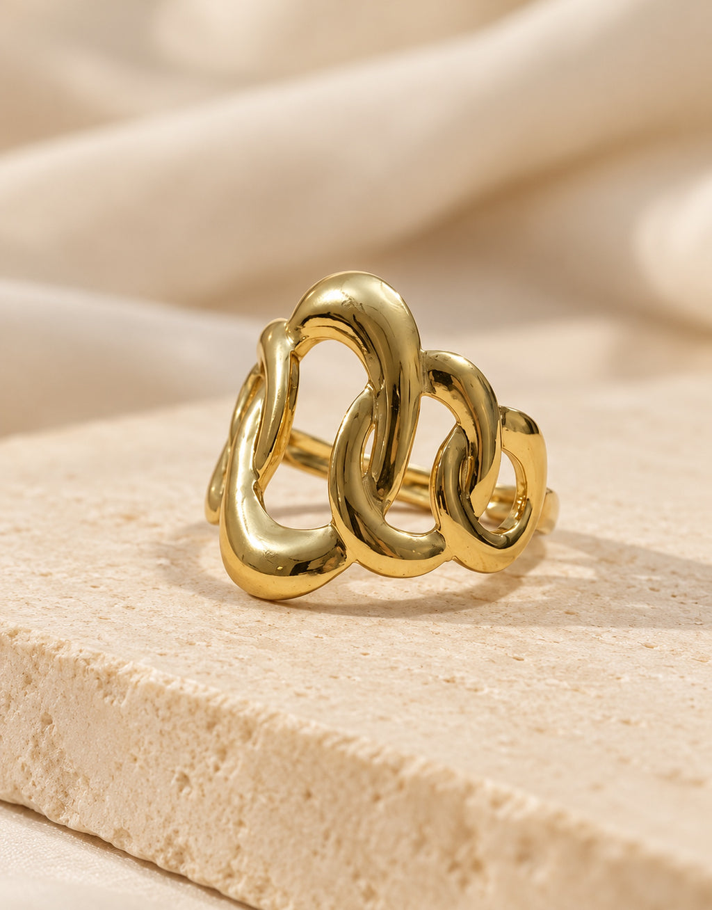Orneza Gold-Tone Linked Loop Ring — styled view