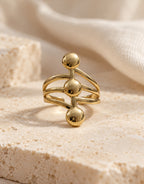 Orneza Gold-Tone Three Ball Stacked Ring — styled view