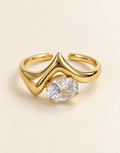 Orneza Gold-Tone Pointed V Clear Stone Ring — front view