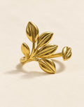 Orneza Gold-Tone Branching Leaf Wrap Ring — front view