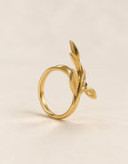 Orneza Gold-Tone Branching Leaf Wrap Ring — angle view
