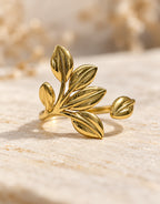 Orneza Gold-Tone Branching Leaf Wrap Ring — detail view
