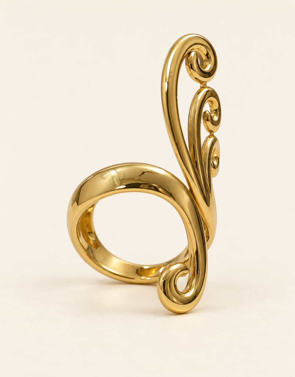 Orneza Gold-Tone Scroll Swirl Ring — angle view