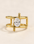 Orneza Gold-Tone Open Cage Oval Stone Ring — front view