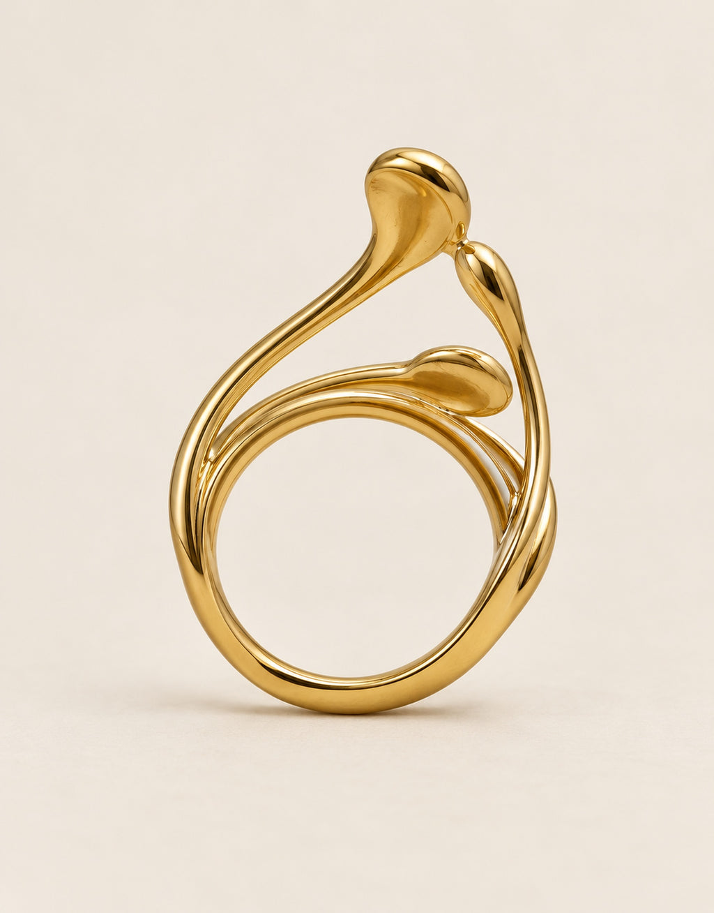 Orneza Gold-Tone Curved Stem Sculptural Ring — angle view