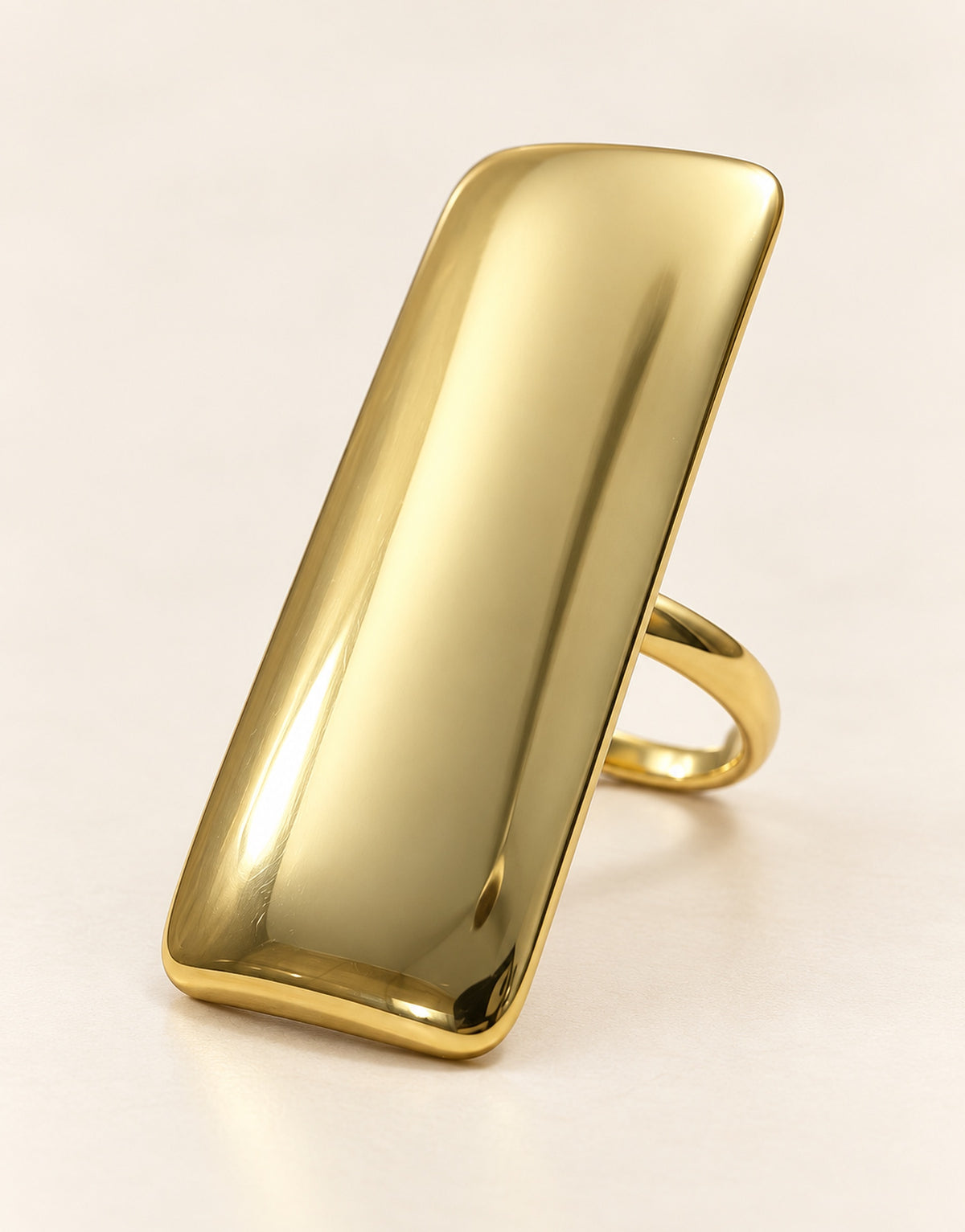 Orneza Gold-Tone Long Polished Bar Ring — front view