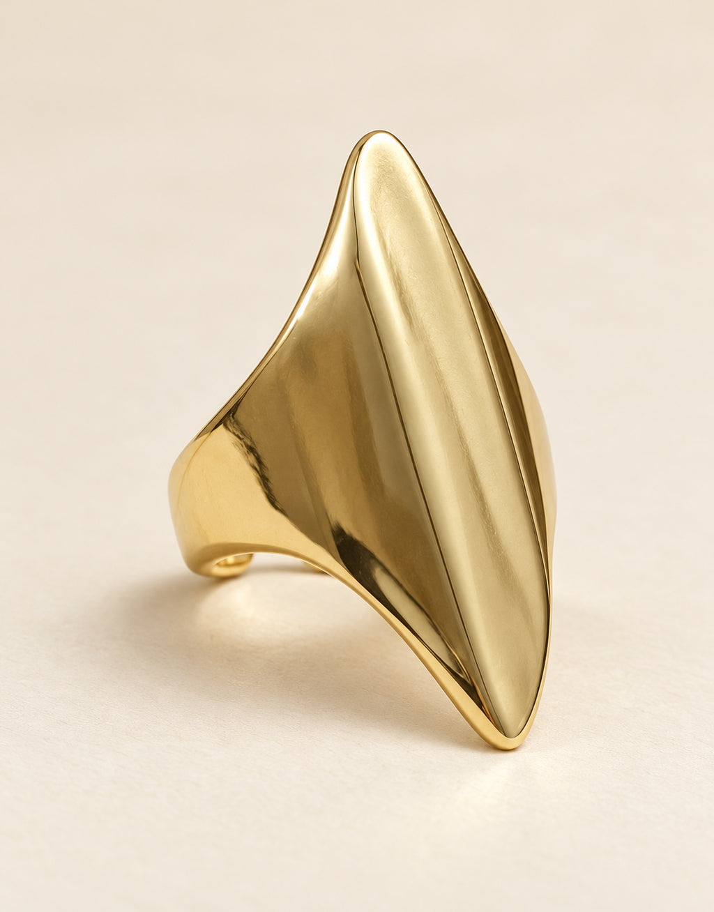 Orneza Gold-Tone Pointed Sculptural Panel Ring — front view