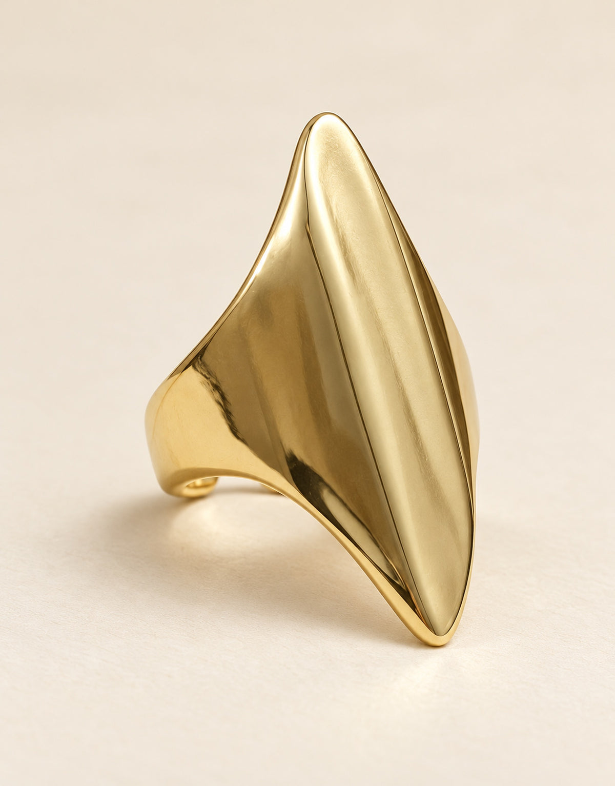 Orneza Gold-Tone Pointed Sculptural Panel Ring — front view