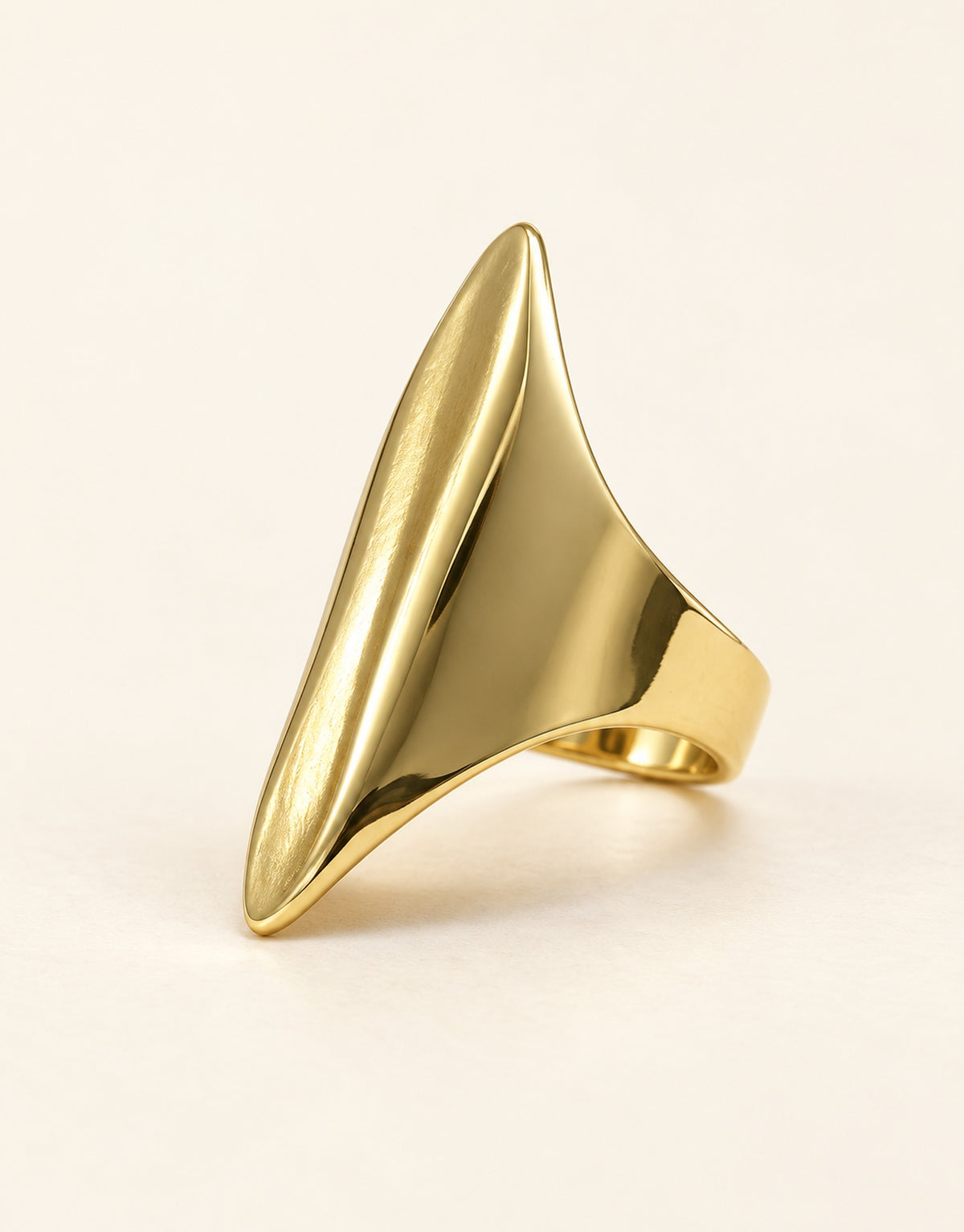 Orneza Gold-Tone Pointed Sculptural Panel Ring — angle view
