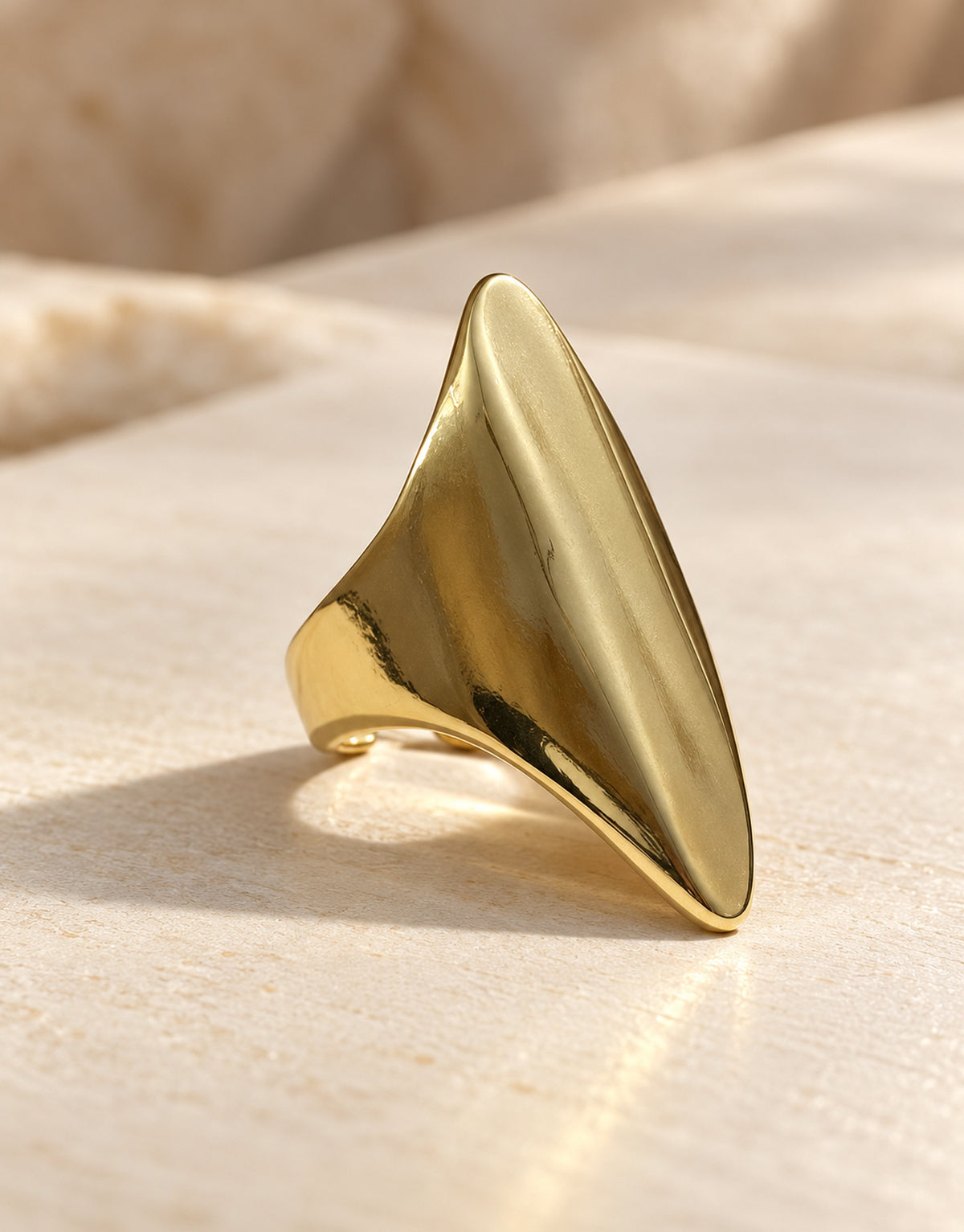 Orneza Gold-Tone Pointed Sculptural Panel Ring — detail view
