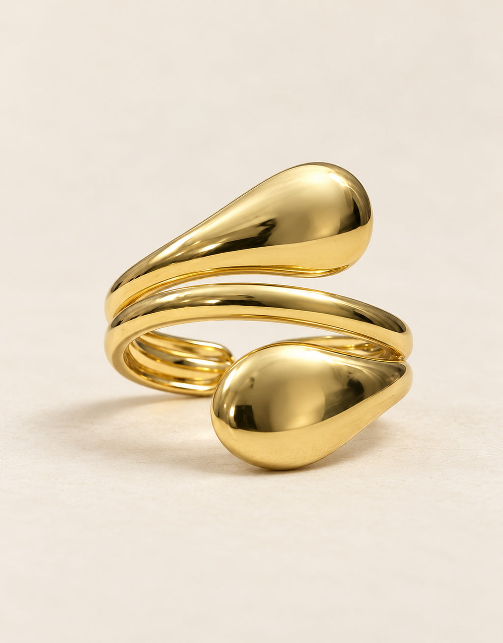 Orneza Gold-Tone Double Teardrop Multi Wrap Ring — angle view