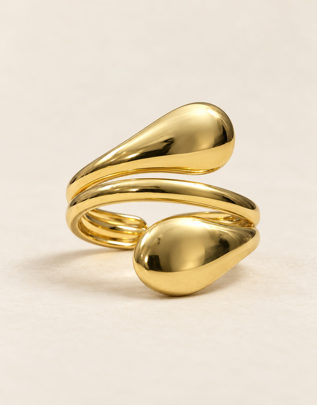 Orneza Gold-Tone Double Teardrop Multi Wrap Ring — angle view