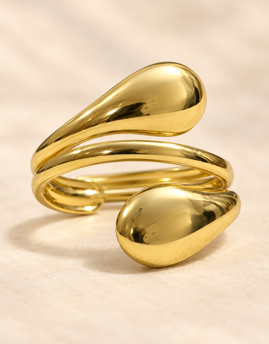 Orneza Gold-Tone Double Teardrop Multi Wrap Ring — detail view