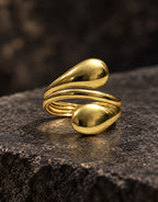 Orneza Gold-Tone Double Teardrop Multi Wrap Ring — styled view